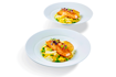 Obrázek Šafránové risotto, losos sous-vide, zelený hrášek, sýr